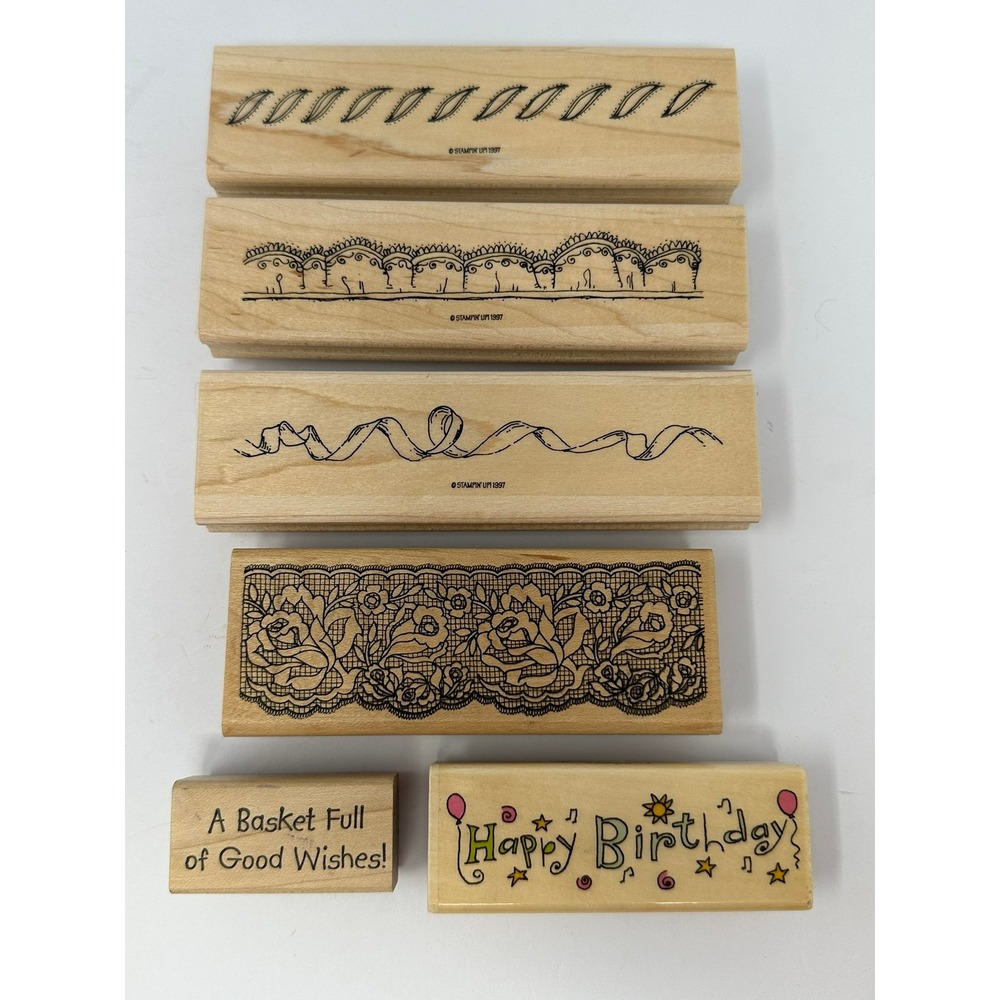 Stampin Up Border and Other Brand Stamps -‎ Lot of 6 A9